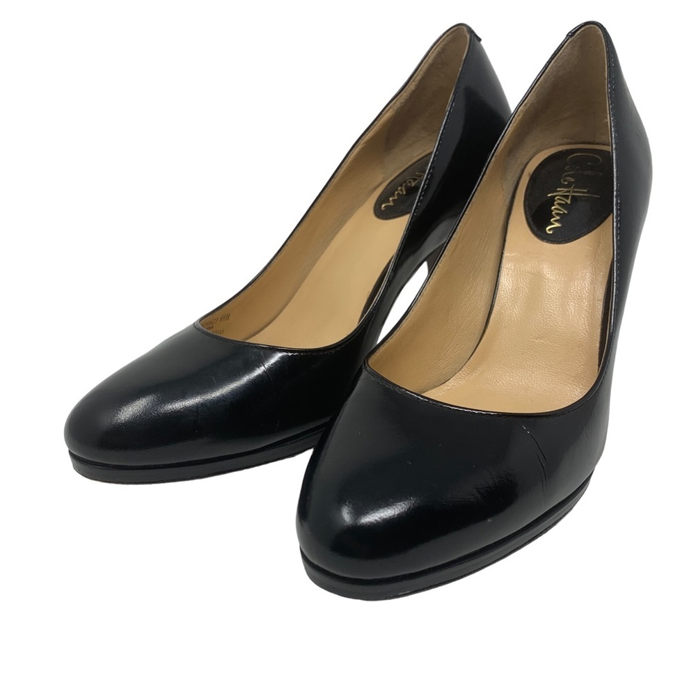 Cole Haan Nike Air Black Leather Pumps Almond Toe Classic Heels Office Siren - Picture 2 of 11